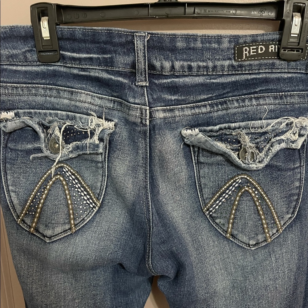 Red Rivet Jeans - Picture 3 of 6